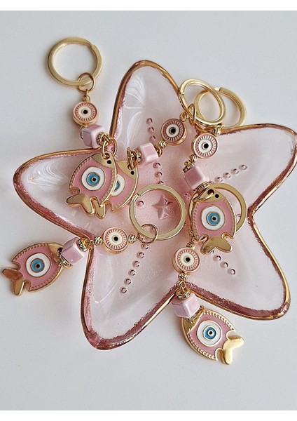 Hediyelik Şeker Pembe Şans Balık Anahtarlık modelleri