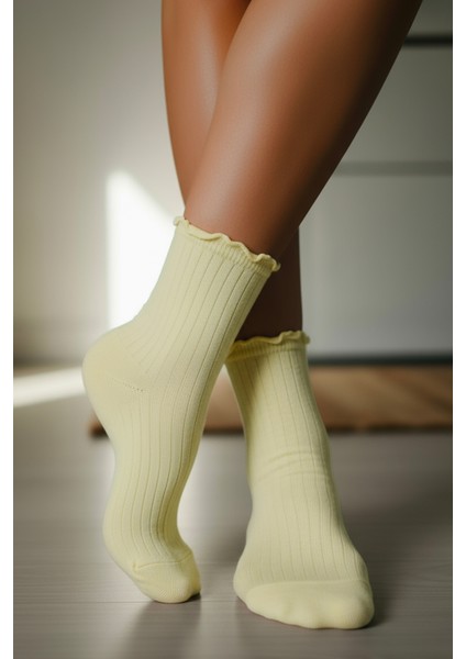 Kadın Fırıfırlı Çorap 367 Ekru 6'lı Paket