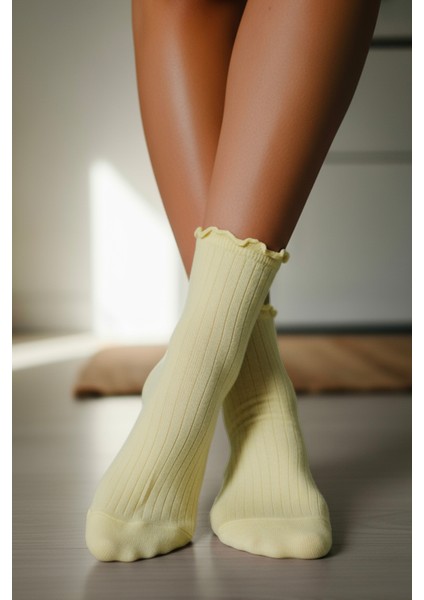 Kadın Fırıfırlı Çorap 367 Ekru 6'lı Paket