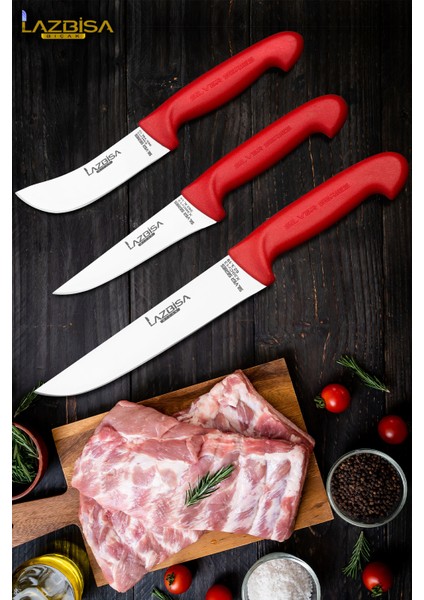 Silver Serisi Mutfak Bıçak Seti Yüzme Sıyırma Kasap Et Ekmek Sebze Bıçağı 3 Lü Set Hds-76