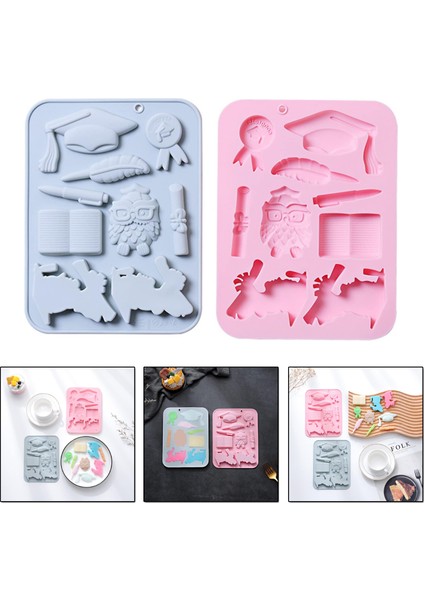 Silikon Mezuniyet Temalı Çikolata ve Jelibon Kalıbı 9 Lu