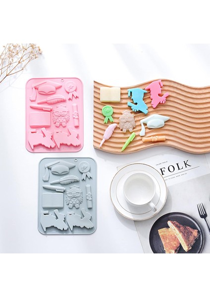 Silikon Mezuniyet Temalı Çikolata ve Jelibon Kalıbı 9 Lu