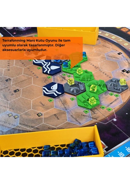 Masa Oyunu Aksesuarı- Terraforming Mars Oyunu Uyumlu 3D Baskı Organizer/ Insert Düzenleyici +Uqmotag