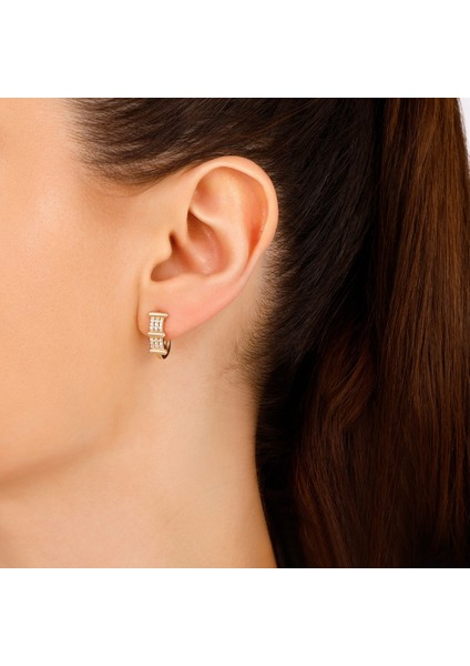 Taşlı Tasarım Altın Küpe - 14K modelleri