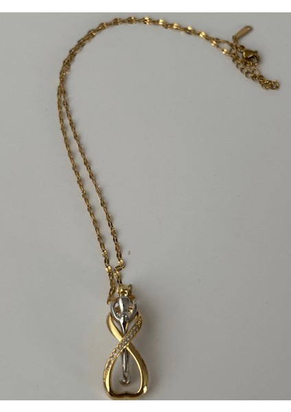 Altın ve Gümüş Birbirine Sarılan Çift Figürlü Gold Kolye fiyatları