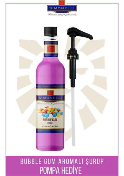 Kahve ve Kokteyl Şurubu Bubble Gum 700 ml + Pompa Simonelli