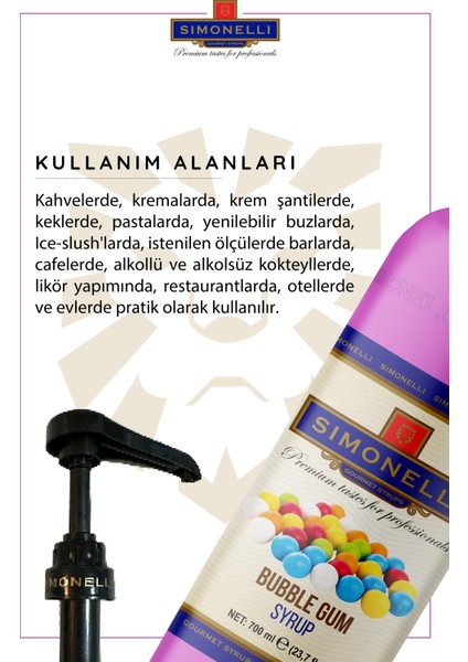 Kahve ve Kokteyl Şurubu Bubble Gum 700 ml + Pompa Simonelli fiyatları