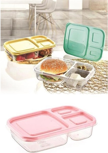 3 Bölmeli Sefer Tası Pratik Kolay Gıda Diyet Saklama Erzak Kabı