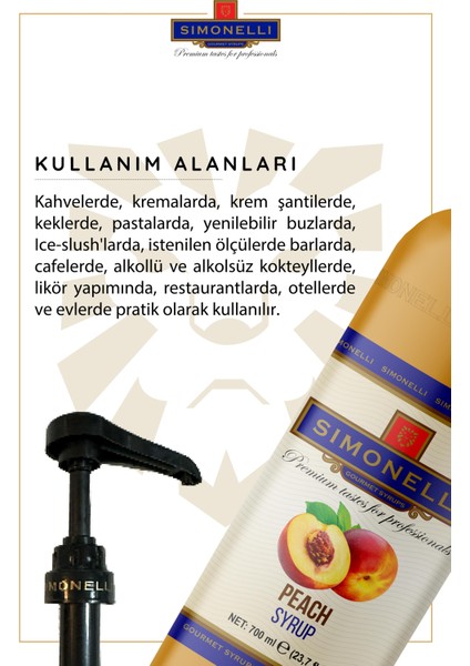 Kahve ve Kokteyl Şurubu Şeftali Aromalı 700 ml + Pompa modelleri