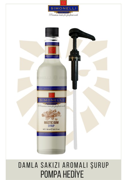 Kahve ve Kokteyl Şurubu Damla Sakızı 700 ml + Pompa Simonelli