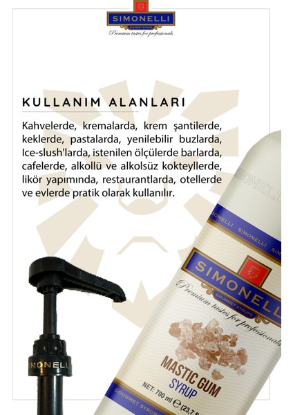 Kahve ve Kokteyl Şurubu Damla Sakızı 700 ml + Pompa Simonelli fiyatları