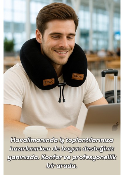 Lux Ortopedik Seyahat Yastığı Visco Boyun Destekli Seyahat Yastığı - Siyah | Ergo Travel modelleri
