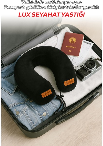 Lux Ortopedik Seyahat Yastığı Visco Boyun Destekli Seyahat Yastığı - Siyah | Ergo Travel fırsatları
