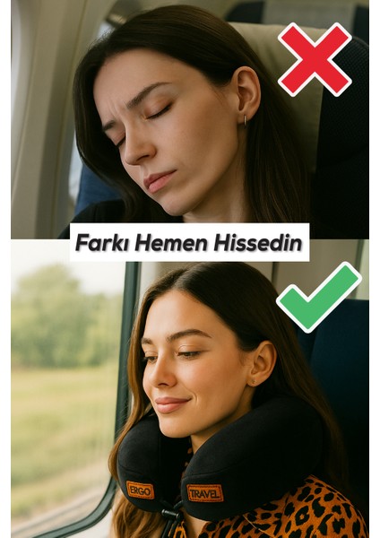 Lux Ortopedik Seyahat Yastığı Visco Boyun Destekli Seyahat Yastığı - Siyah | Ergo Travel indirimleri
