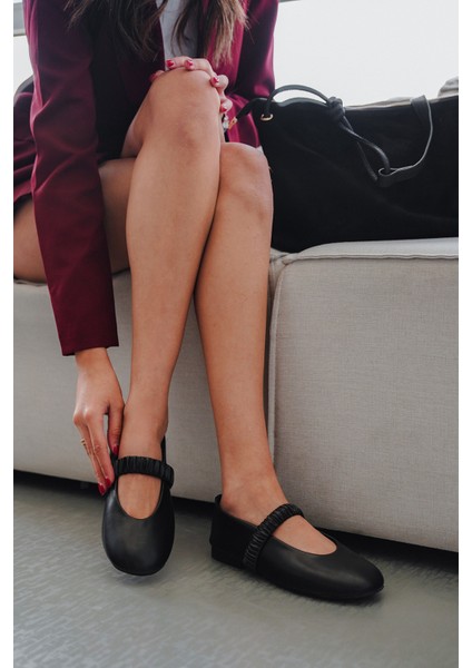 Kadın Büzgülü Bantlı Günlük Babet Vifar Siyah fiyatları