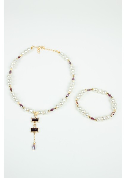 Baget Uçlu Cam Inci Kolye ve Bileklik Set fiyatları