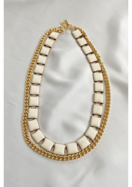 Mineli Çift Sıralı Gold Kolye fiyatları