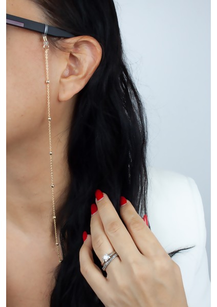 Gold Ince Zincir Gözlük Askısı