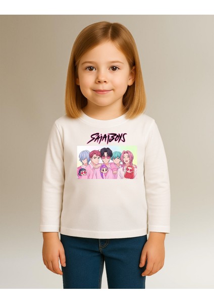 Kpop Demon Hunters Saja Boys Uzun Kollu Baskılı Kız Çocuk Tişört (4-13 Yaş) modelleri