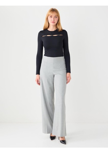 Siyah Dar Kesim Bisiklet Yaka Uzun Kollu Bluz fiyatları