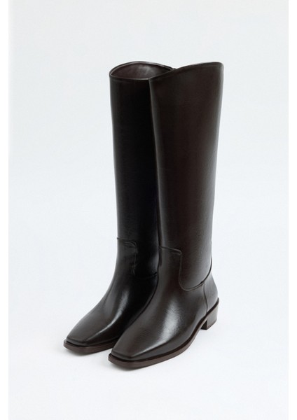 Çizme 2305 - Düz Binici Acı Kahve Kadın Çizme