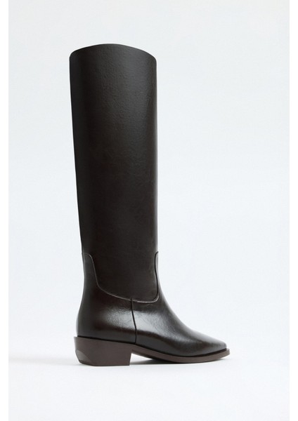 Çizme 2305 - Düz Binici Acı Kahve Kadın Çizme