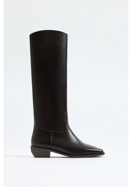 Çizme 2305 - Düz Binici Acı Kahve Kadın Çizme