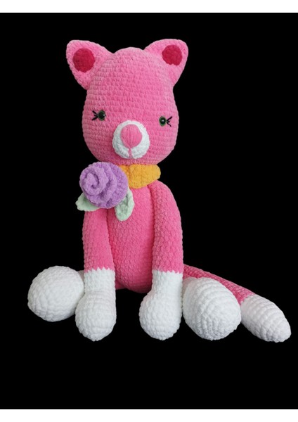 Amigurumi El Örgüsü Kadife Kedi 65 cm Elde Yıkanabilir Tüm Yaş Grupları Için Uygundur