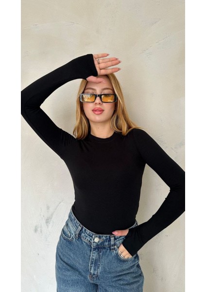 Modal Kumaş Uzun Kollu Parmak Arası Geçiş Detaylı Badi