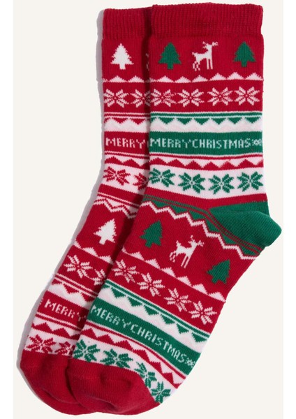 Kız Çocuk Kutulu Yılbaşı Temalı 2'li Pamuklu Uzun Çorap G3929A8NS