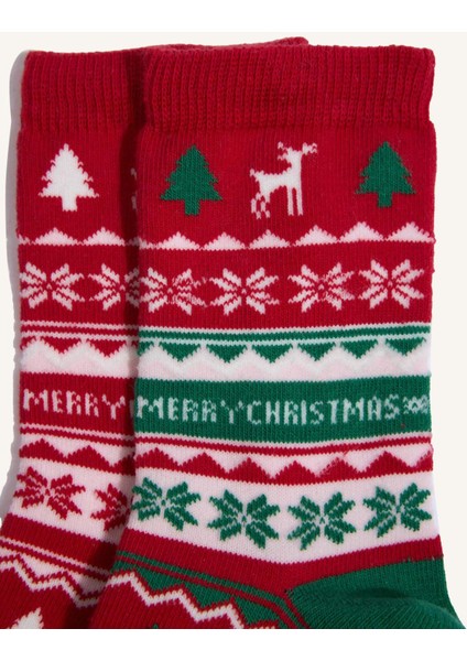 Kız Çocuk Kutulu Yılbaşı Temalı 2'li Pamuklu Uzun Çorap G3929A8NS fırsatları