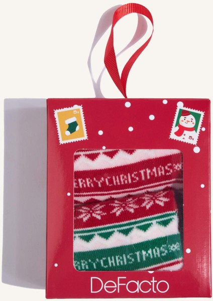 Kız Çocuk Kutulu Yılbaşı Temalı 2'li Pamuklu Uzun Çorap G3929A8NS indirimleri