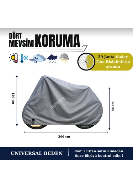 Gri Kilit Uyumlu Bisiklet Brandası, Bisiklet Koruma Örtüsü, Su ve Toz Geçirmez, 4 Mevsim Koruma fiyatları