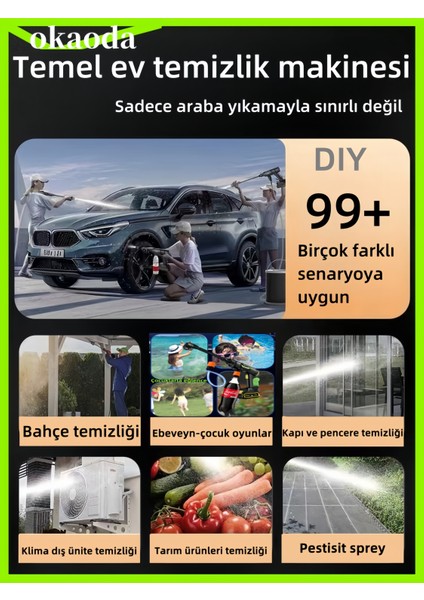 En Güçlü 3 Vitesli Ayar, Kömürsüz Oto Araba Bahçe Klima Halı Şarjlı Yüksek Basınç Yikama Makine