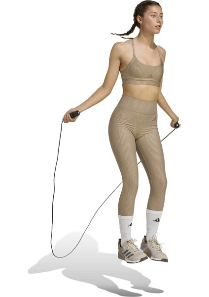 All Over Print Kadın Kahverengi Bisiklet Yaka Sporcu Sütyeni modelleri