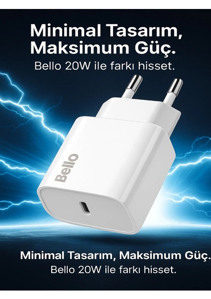 20W Type-C USB Şarj Cihazı BL-2000 Model Hızlı ve Güvenli Şarj Kompakt Tasarım modelleri