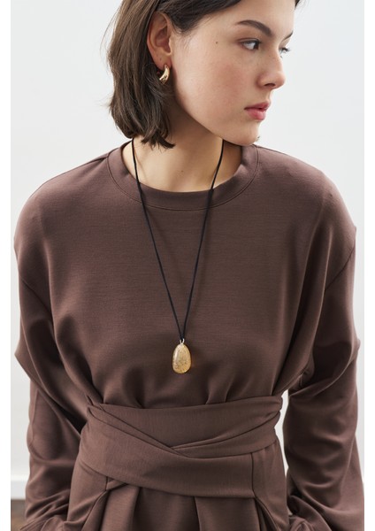 Yumuşak Dokulu Modal Bağlamalı Sweatshırt Kahverengi fırsatları