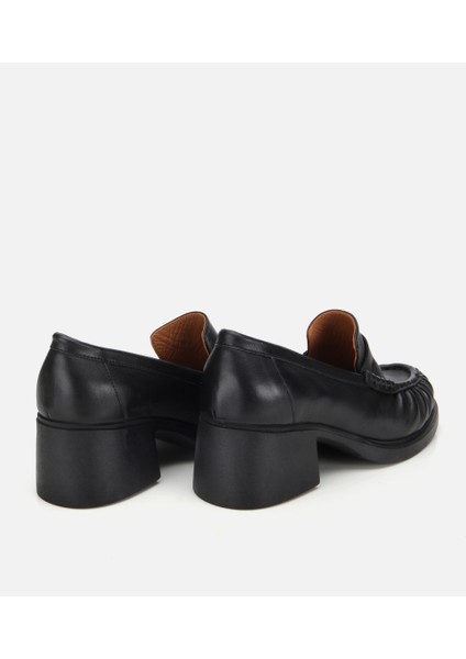 01AYH312750A100 KADIN Deri Siyah Büzgülü Kalın Tabanlı Klasik Loafer fırsatları