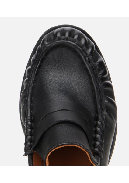 01AYH312750A100 KADIN Deri Siyah Büzgülü Kalın Tabanlı Klasik Loafer indirimleri