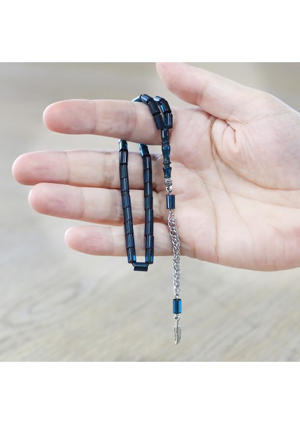 Ateş Kehribar Tesbih - Kararmaz Metal Püsküllü - Mini Boy - Turkuaz - Kesme Kesim modelleri