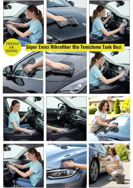 3,lü Oto Yıkama ve Temizleme Seti - Oto Yıkama Fırçası - Tank Bezi - Camsil Çekecek