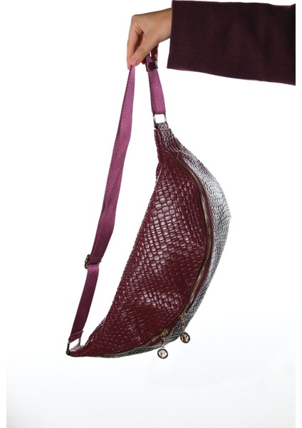 Venta Bordo Örgü Kadın Büyük Bel Çantası modelleri