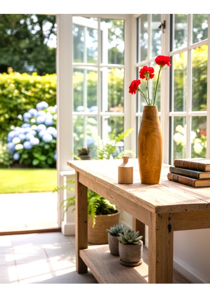 Aye Model El Yapımı Ahşap Vazo