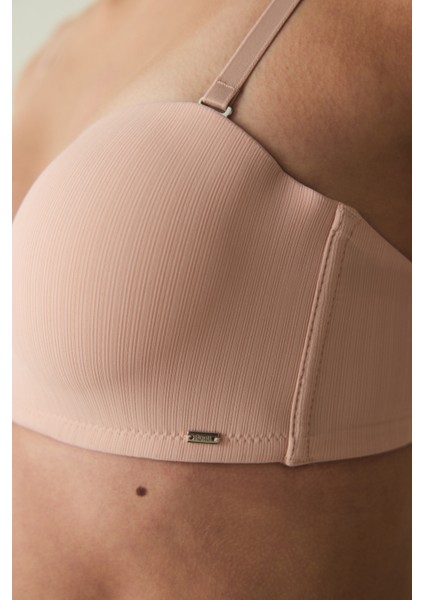 Açık Gül Kurusu Essentials Lotus Balenli Straplez Sütyen