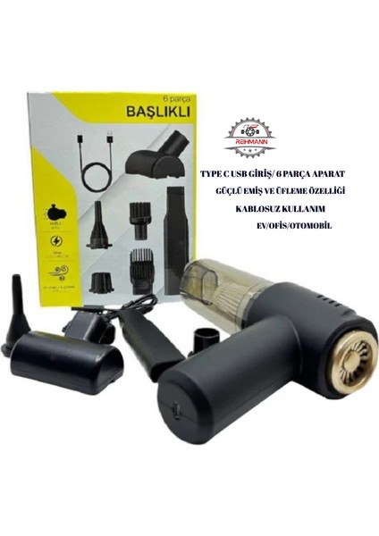 Promaster 2014-2015-2016-2017-2018-2019-2020-2021-2022-2023-2024-2025 Kablosuz Şarjlı Oto El Süpürgesi - Güçlü Emiş & Üfleme Özellikli, Ev ve Araç Için TAŞINABILIR,60W ,6000PA