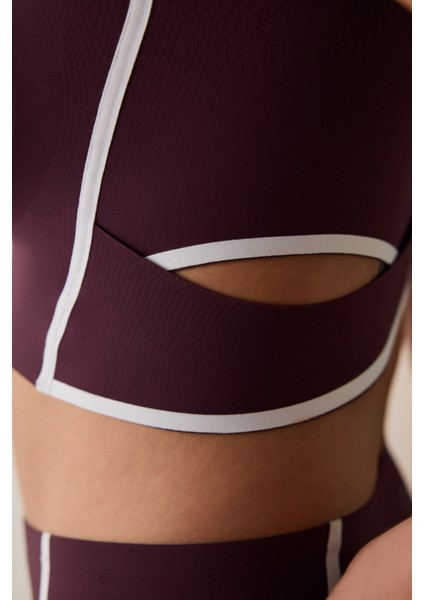 Bordo Orta Destekli Contrast Bonding Spor Sütyeni