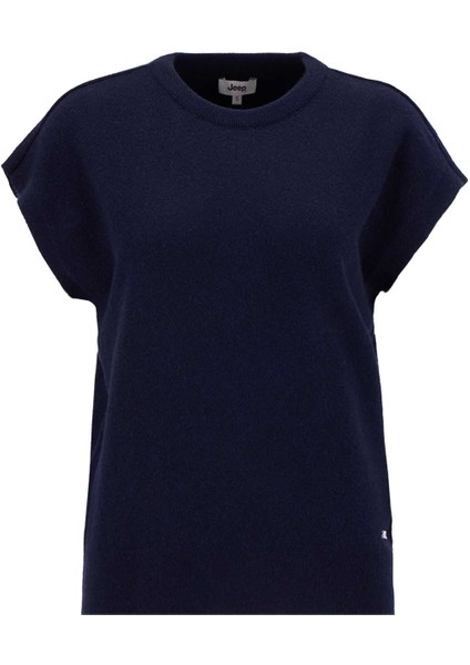 Bisiklet Yaka Relaxed Düz Lacivert Kazak Kadın J5WL-KZK7118