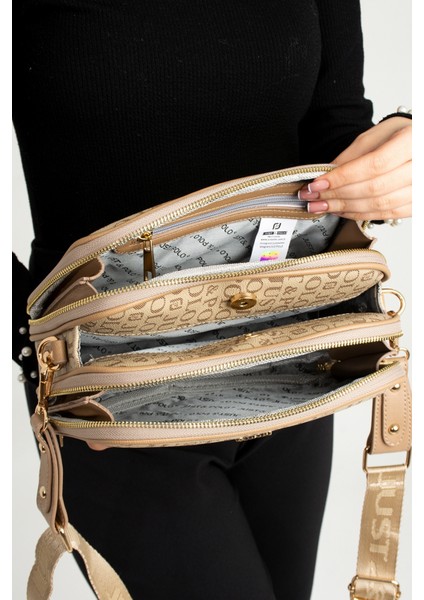 Orijinal Just Polo Collection 5 Bölmeli Lüks Yumuşak Deri Ayarlanabilir Çapraz Askılı Omuz Çantası fırsatları