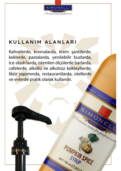 Kahve ve Kokteyl Şurubu Balkabağı Baharatları 70 ml + Pompa Simonelli fiyatları