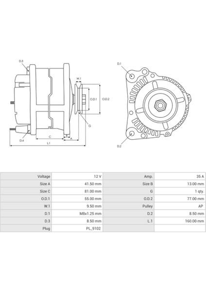 12V Alternatör Dinamo 40 A (9.5 Kayış) (Dıştan Soğutmalı) indirimleri